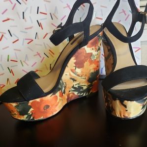 Forever 21 Black & Orange Colorful Wedges